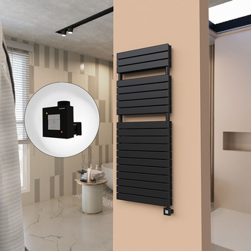  - 21H Sèche Serviettes Electrique 600x1550 Noir mat Ktx1 1000 Watt