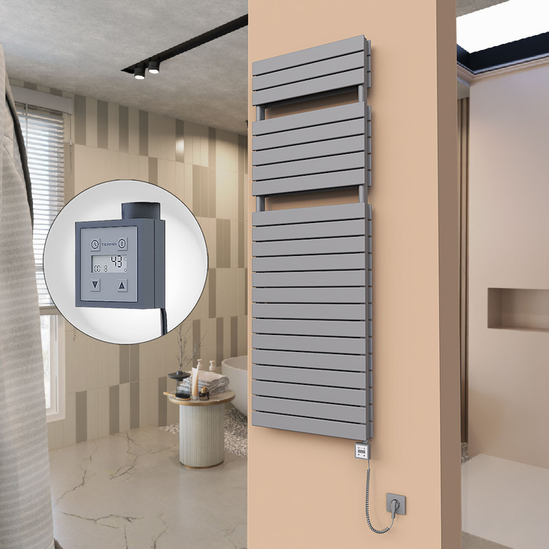 21H Electric Towel Warmer 600x1772 Anthracite Ktx3 1000 W (Spiral Cable)