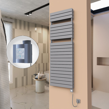  - 21H Sèche Serviettes Electrique 600x1772 Anthracite Ktx4 1000 Watt Câble en spirale