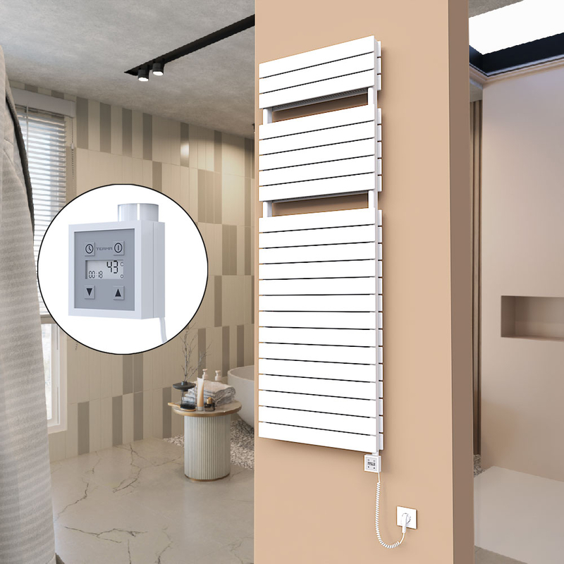 21H Sèche Serviettes Electrique 600x1772 Blanc Ktx3 1000 Watt Câble en spirale