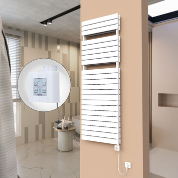  - 21H Sèche Serviettes Electrique 600x1772 Blanc Ktx4 1000 Watt Câble en spirale