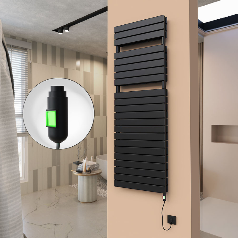 21H Elektrikli Havlupan 600x1772 Mat Siyah (On/Off Düğmeli) 1500 W