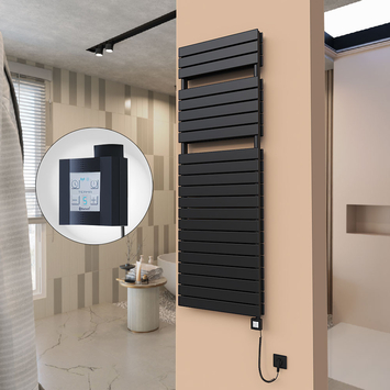 Radiva - 21H Elektrikli Havlupan 600x1772 Siyah (KTX4 Termostat) 1000W Spiral Kablolu