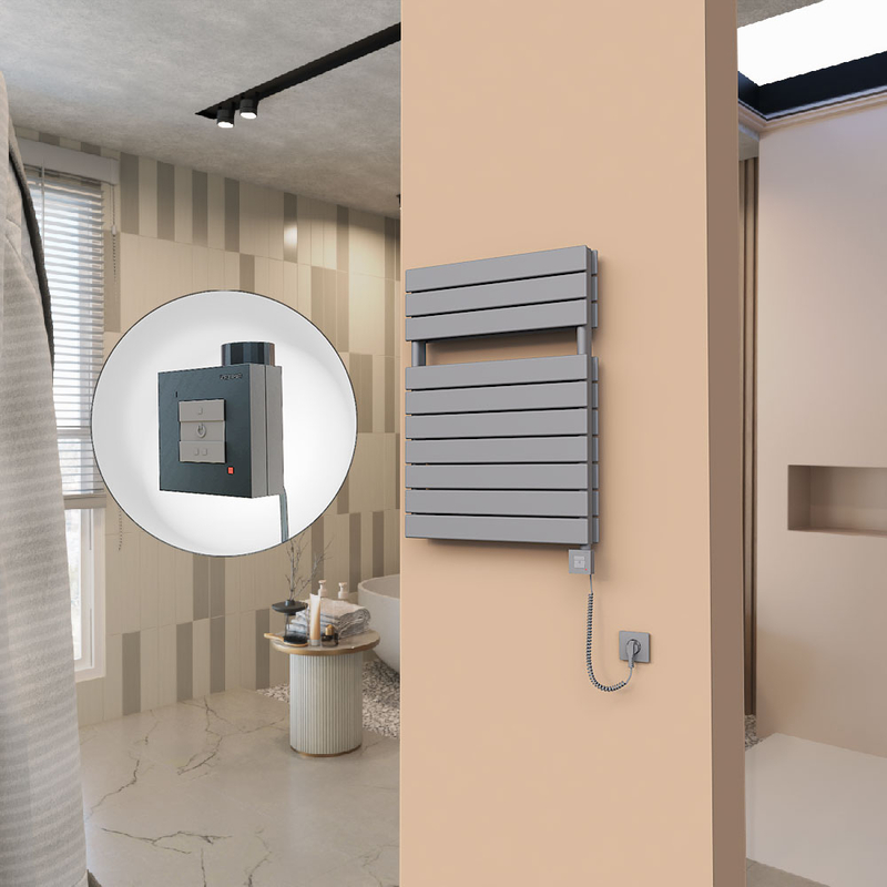 21H Sèche Serviettes Electrique 600x810 Anthracite Ktx1 1000 Watt Câble en spirale