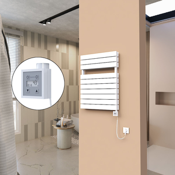  - 21H Sèche Serviettes Electrique 600x810 Blanc Ktx3 1000 Watt Câble en spirale