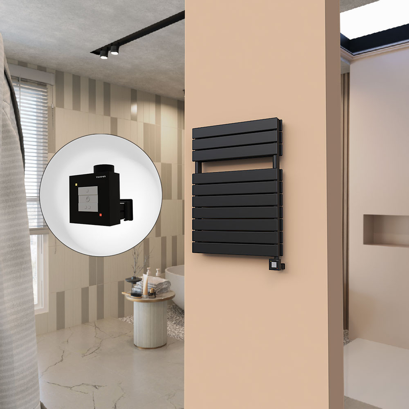 21H Sèche Serviettes Electrique 600x810 Noir mat Ktx1 1000 Watt