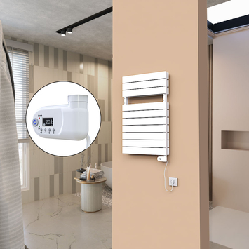 - 21H Sèche Serviettes Electrique 500x810 Blanc (Thermostat Thesis) 900 W  - 21H Sèche Serviettes Electrique 500x810 Blanc (Thermostat Thesis) 900 W