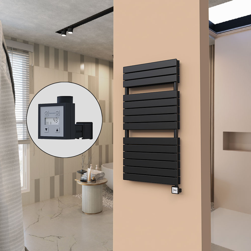 21H Sèche Serviettes Electrique 600x1180 Noir mat Ktx3 1000 W