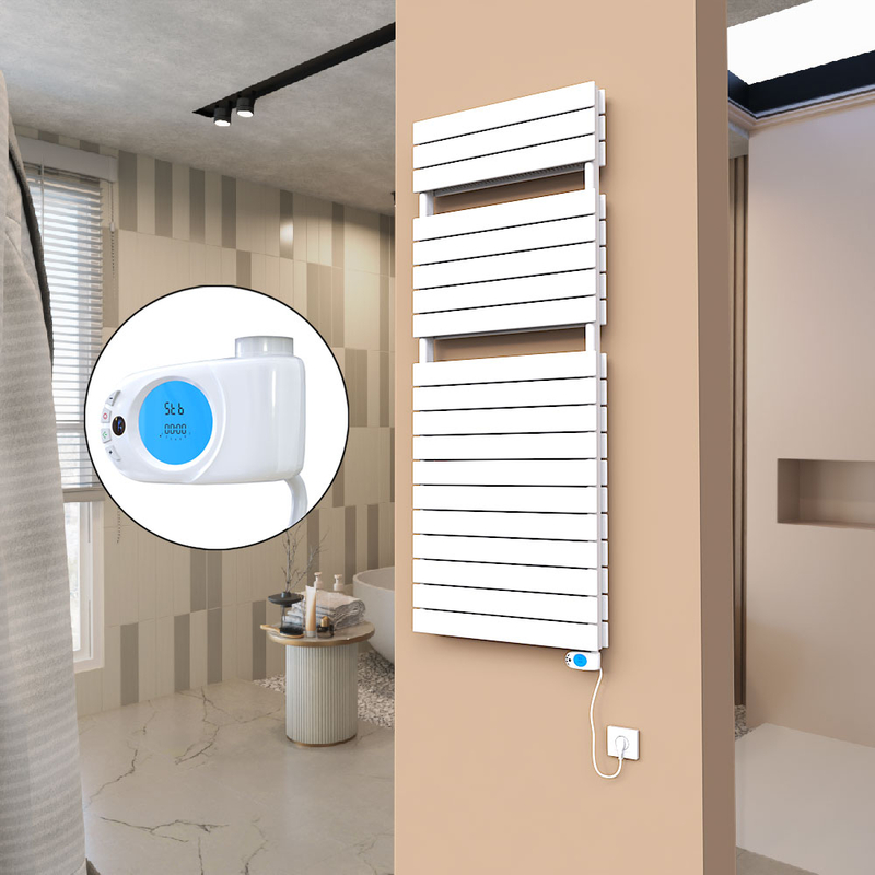 21H Sèche Serviettes Electrique 600x1550 Blanc (Thermostat Musa) 1500 W