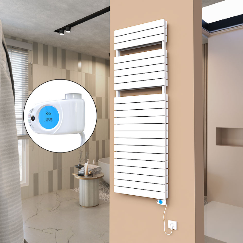 21H Sèche Serviettes Electrique 600x1772 Blanc (Thermostat Musa) 1500 W