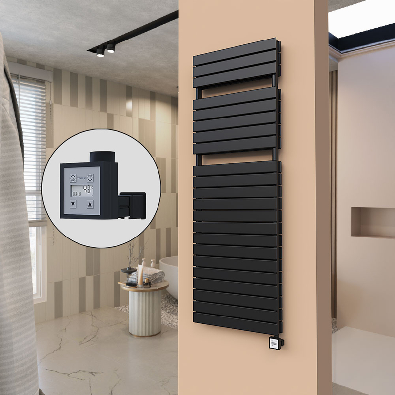 21H Sèche Serviettes Electrique 600x1772 Noir mat Ktx3 1000 W
