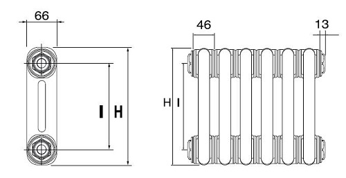 2 Kolonlu Radyator Teknik Resim