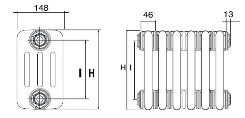 4 Kolonlu Radyator Teknik Resim