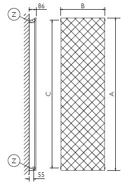 Quilt Verticale Tasarım Radyatör Teknik Resim