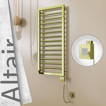 Radiva - Altair Elektrikli Paslanmaz Çelik Havlupan 400x1040 Altın (KTX1 Termostat) 300W Spiral Kablolu