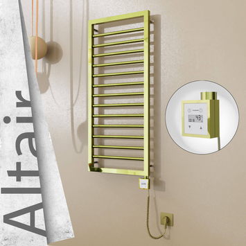 Radiva - Altair Elektrikli Paslanmaz Çelik Havlupan 400x1040 Altın (KTX3 Termostat) 300W Spiral Kablolu