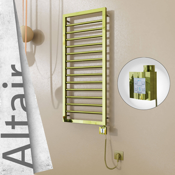 Radiva - Altair Elektrikli Paslanmaz Çelik Havlupan 400x1040 Altın (KTX4 Termostat) 300W Spiral Kablolu