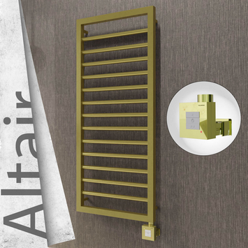 Radiva - Altair Elektrikli Paslanmaz Çelik Havlupan 400x1040 Satine Altın (KTX1 Termostat) 300W