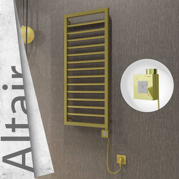 Radiva - Altair Elektrikli Paslanmaz Çelik Havlupan 400x1040 Satine Altın (KTX1 Termostat) 300W Spiral Kablolu