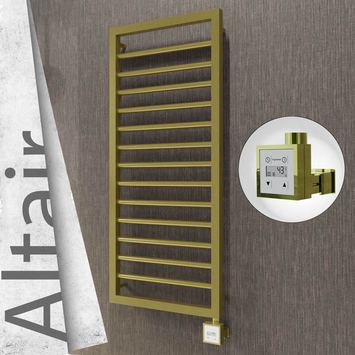 Radiva - Altair Elektrikli Paslanmaz Çelik Havlupan 400x1040 Satine Altın (KTX3 Termostat) 300W