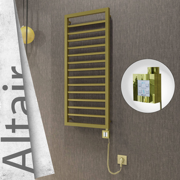 Radiva - Altair Elektrikli Paslanmaz Çelik Havlupan 400x1040 Satine Altın (KTX4 Termostat) 300W Spiral Kablolu