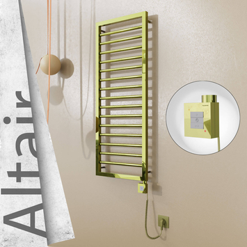 Radiva - Altair Elektrikli Paslanmaz Çelik Havlupan 400x1180 Altın (KTX1 Termostat) 300W Spiral Kablolu