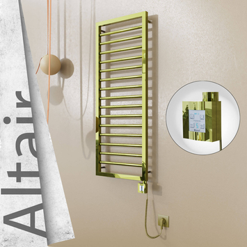 Radiva - Altair Elektrikli Paslanmaz Çelik Havlupan 400x1180 Altın (KTX4 Termostat) 300W Spiral Kablolu