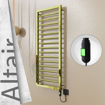 Radiva - Altair Elektrikli Paslanmaz Çelik Havlupan 400x1180 Altın (On/Off Düğmeli) 300W