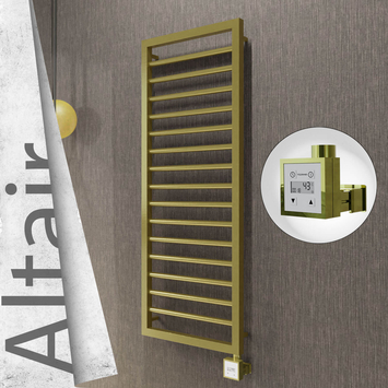 Radiva - Altair Elektrikli Paslanmaz Çelik Havlupan 400x1180 Satine Altın (KTX3 Termostat) 300W