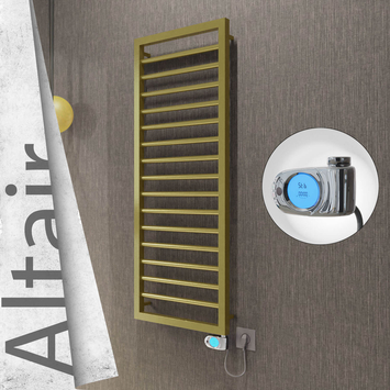 Radiva - Altair Elektrikli Paslanmaz Çelik Havlupan 400x1180 Satine Altın (Musa Termostat) 300W