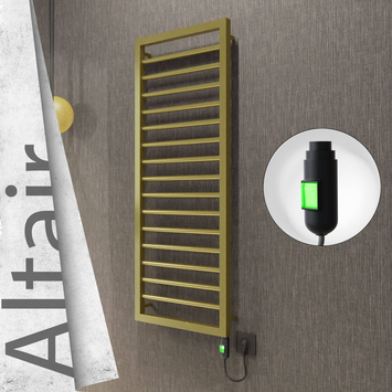 Radiva - Altair Elektrikli Paslanmaz Çelik Havlupan 400x1180 Satine Altın (On/Off Düğmeli) 300W