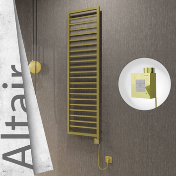 Radiva - Altair Elektrikli Paslanmaz Çelik Havlupan 400x1600 Satine Altın (KTX1 Termostat) 300W Spiral Kablolu