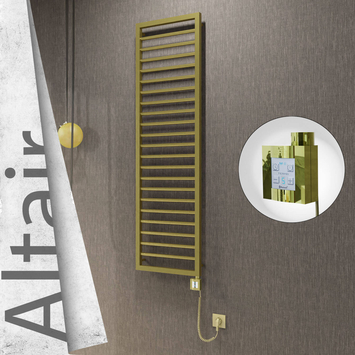 Radiva - Altair Elektrikli Paslanmaz Çelik Havlupan 400x1600 Satine Altın (KTX4 Termostat) 300W Spiral Kablolu