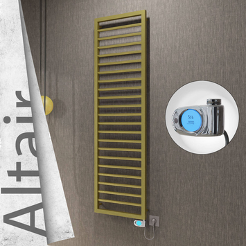 Radiva - Altair Elektrikli Paslanmaz Çelik Havlupan 400x1600 Satine Altın (Musa Termostat) 300W