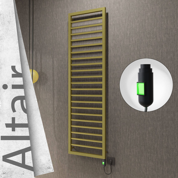 Radiva - Altair Elektrikli Paslanmaz Çelik Havlupan 400x1600 Satine Altın (On/Off Düğmeli) 300W