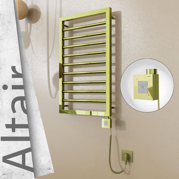 Radiva - Altair Elektrikli Paslanmaz Çelik Havlupan 400x760 Altın (KTX1 Termostat) 200W Spiral Kablolu