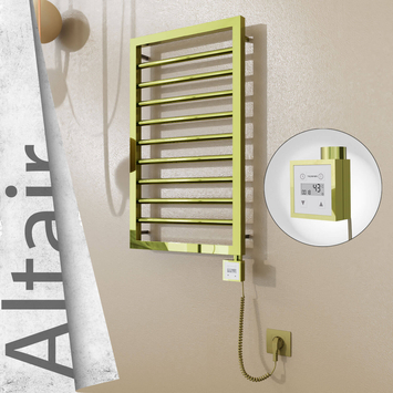 Radiva - Altair Elektrikli Paslanmaz Çelik Havlupan 400x760 Altın (KTX3 Termostat) 200W Spiral Kablolu