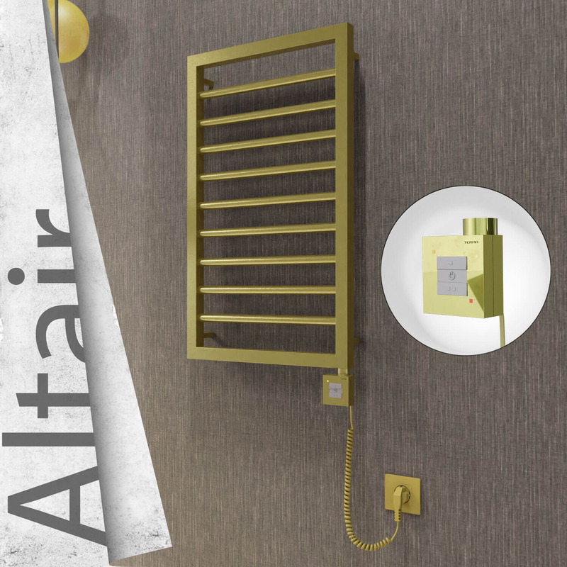 ALTAIR Elektrikli Paslanmaz Çelik Havlupan 400x760 Satine Altın (KTX1 Termostat) 200W Spiral Kablolu