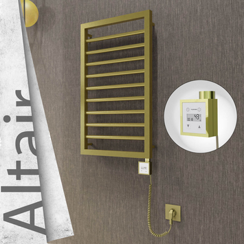 Radiva - Altair Elektrikli Paslanmaz Çelik Havlupan 400x760 Satine Altın (KTX3 Termostat) 200W Spiral Kablolu