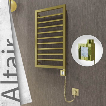 Radiva - Altair Elektrikli Paslanmaz Çelik Havlupan 400x760 Satine Altın (KTX4 Termostat) 200W Spiral Kablolu