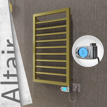 Radiva - Altair Elektrikli Paslanmaz Çelik Havlupan 400x760 Satine Altın (Musa Termostat) 200W