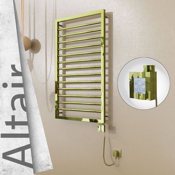 Radiva - Altair Elektrikli Paslanmaz Çelik Havlupan 500x1040 Altın (KTX4 Termostat) 300W Spiral Kablolu