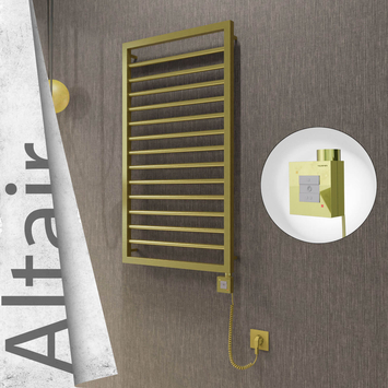 Radiva - Altair Elektrikli Paslanmaz Çelik Havlupan 500x1040 Satine Altın (KTX1 Termostat) 300W Spiral Kablolu
