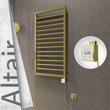 Radiva - Altair Elektrikli Paslanmaz Çelik Havlupan 500x1040 Satine Altın (KTX3 Termostat) 300W Spiral Kablolu