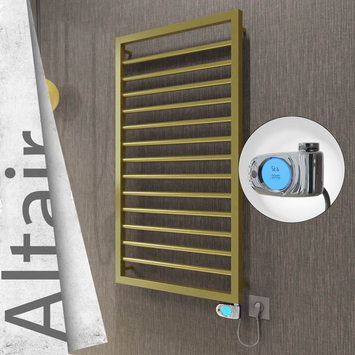 Radiva - Altair Elektrikli Paslanmaz Çelik Havlupan 500x1040 Satine Altın (Musa Termostat) 300W