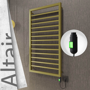 Radiva - Altair Elektrikli Paslanmaz Çelik Havlupan 500x1040 Satine Altın (On/Off Düğmeli) 300W