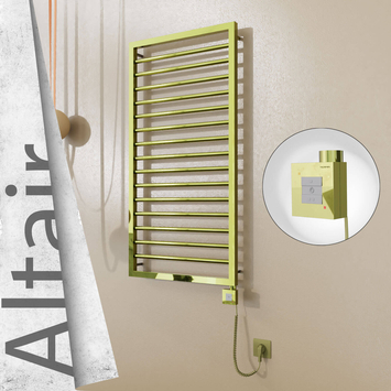Radiva - Altair Elektrikli Paslanmaz Çelik Havlupan 500x1180 Altın (KTX1 Termostat) 300W Spiral Kablolu