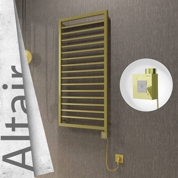 Radiva - Altair Elektrikli Paslanmaz Çelik Havlupan 500x1180 Satine Altın (KTX1 Termostat) 300W Spiral Kablolu