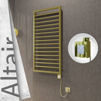 Radiva - Altair Elektrikli Paslanmaz Çelik Havlupan 500x1180 Satine Altın (KTX4 Termostat) 300W Spiral Kablolu