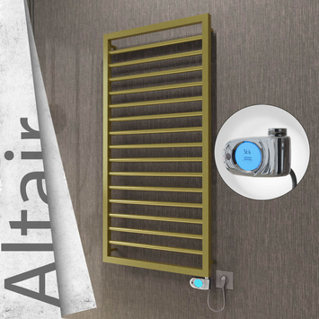 Radiva - Altair Elektrikli Paslanmaz Çelik Havlupan 500x1180 Satine Altın (Musa Termostat) 300W